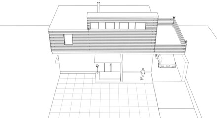Aufkleber - modern residential architecture 3d illustration