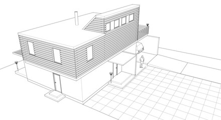 Aufkleber - modern residential architecture 3d illustration