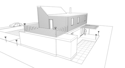 Aufkleber - modern residential architecture 3d illustration