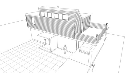 Aufkleber - modern residential architecture 3d illustration