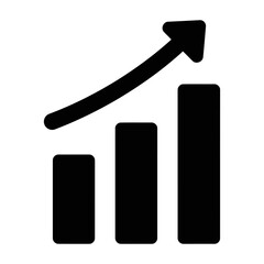 Aufkleber - a black and white graphic depicting a rising bar graph with an upward arrow.