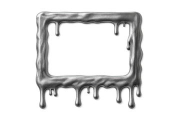 Leinwandbilder - Metallic rectangular frame melting with dripping edges, presenting sleek futuristic design against transparent backdrop
