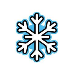 Poster - White Snowflake Icon Black Outline Light Blue Circle isolated on a transparent background