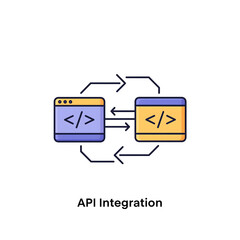 Poster - A P I Integration Icon Two Color Code Windows Data Exchange isolated on a transparent background