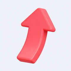 Poster - 3d rendering of a vibrant red arrow pointing upwards representing growth, progress, success, and positive direction on a clean white background.