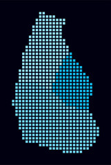 Poster - Montserrat dotted map. Digital style map of the country on dark background. Montserrat shape with square dots. Colored dots style. Large size squares. Plain vector illustration.