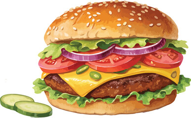 Fototapete - Burger icon vector design, Burger Illustration vector design, Burger logo vector design