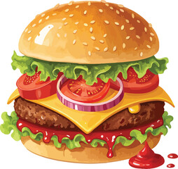 Fototapete - Burger vector design in white background, Burger illustration vector design, Burger Logo design