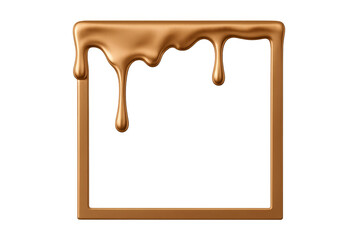 Poster - Metallic gold paint dripping elegantly onto a rectangular frame, creating a striking contrast against a transparent background
