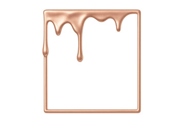 Leinwandbilder - Copper-colored liquid metal drips forming a square frame, set against a transparent background, creating a striking visual effect