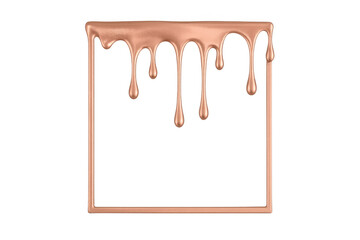 Leinwandbilder - Copper liquid drips forming a square frame, creating a modern and artistic design on a transparent background, ideal for creative projects