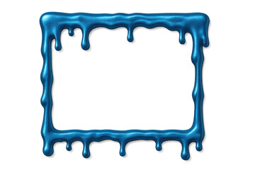 Leinwandbilder - Blue liquid frame dripping, glossy surface reflecting light, transparent backdrop highlighting fluid dynamic border design