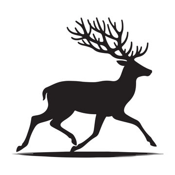 Elegant walking deer silhouette vector illustration for wildlife and nature designs