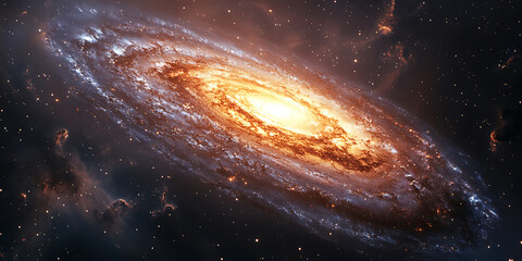 Wall Mural - Spectacular spiral galaxy illustration vast cosmic depths stellar formation and interstellar clouds majestic space view beauty