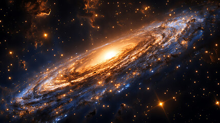 Wall Mural - Spiral galaxy in deep space with stars and nebula displays cosmic wonders exploring the vastness of space revealing distant galaxies through detailed visuals