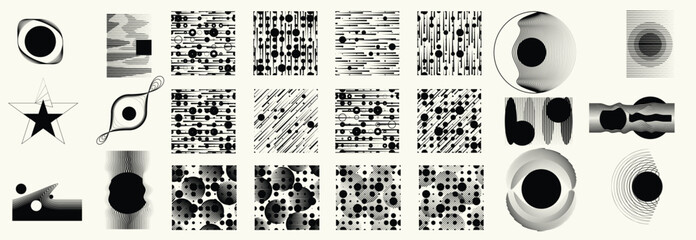 Fototapete - Collection of vector design elements. Set of logos with lines, stripes and circles. Various forms of line and dots design.Vector logo collection. Bundle of circle icons and elements. Set of lines art.