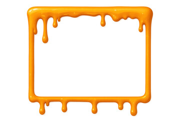 Leinwandbilder - Vivid orange liquid frame dripping dynamically, forming vibrant geometric border on transparent surface with artistic potential