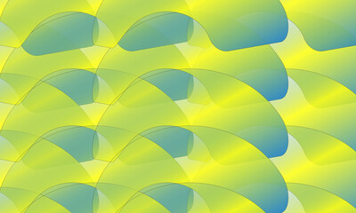 Fototapete - Abstract gradient waves with overlapping translucent shapes