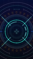 Fototapete - Scope scanning and digital interface with data processing against blue background