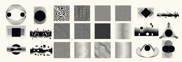 Fototapete - Collection of vector design elements. Set of logos with lines, stripes and circles. Various forms of line and dots design.Vector logo collection. Bundle of circle icons and elements. Set of lines art.