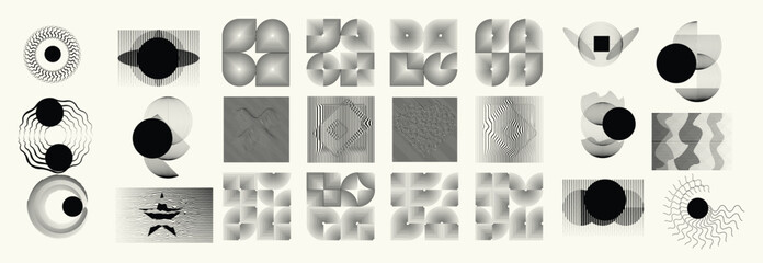 Fototapete - Collection of vector design elements. Set of logos with lines, stripes and circles. Various forms of line and dots design.Vector logo collection. Bundle of circle icons and elements. Set of lines art.