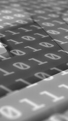 Aufkleber - Animation of binary coding over computer keyboard on grey background