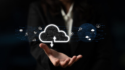 Poster - Cloud computing enables digital growth with secure data storage, scalable infrastructure, and strategic cloud-based business solutions. Latch