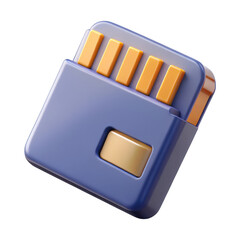 Fototapete - Stylized 3d rendering of a blue and orange sd card isolated on transparent background