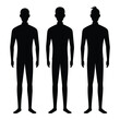 © Salma - Three Male Silhouettes Diverse Hairstyles and Poses, Vector Illustration