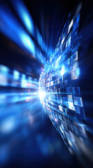 Fototapete - Dynamic blue light explosion creating a digital abstract background effect
