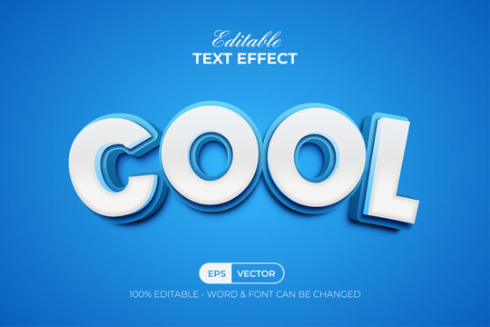 Cool Text Effect Blue Curved 3D Style. Editable Text Effect.