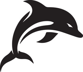 Aufkleber - Stylized black dolphin leaping white animal