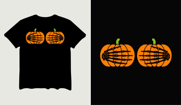 Skeleton Hands Holding Pumpkins t-shirt design for t-shirt quotes or poster svg printable cut file