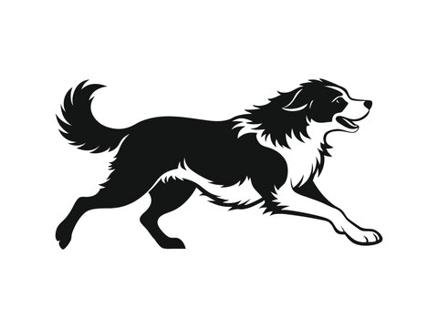 Great Pyrenees dog silhouette vector illustration, pet clipart, black and white animal shape