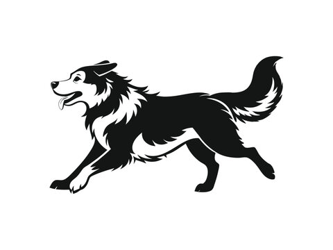 Great Pyrenees dog silhouette vector illustration, pet clipart, black and white animal shape