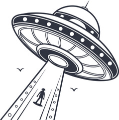 Aufkleber - Sleek circular futuristic ufo logo design with vibrant colors and modern aesthetic perfect for technology or space themed branding