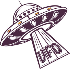 Aufkleber - Retro ufo logo with rounded edges and vibrant colors perfect for sci fi and nostalgic branding