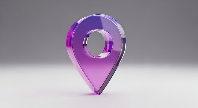 Glass Location Pin Transparent Purple GPS Marker Icon