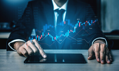Poster - Candlestick chart visualizing financial market trends, investment patterns, price fluctuations, and trading strategy in capital and digital asset markets Vouch