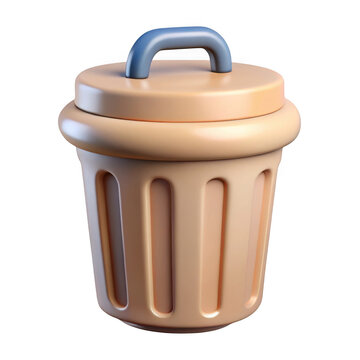 3d trash can icon isolated on transparent background