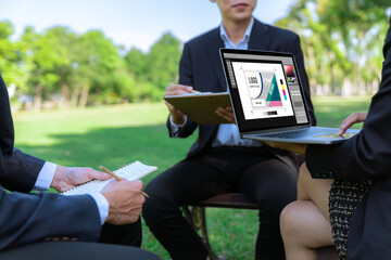 Fototapete - Graphic designer software for modern design of web page and commercial brisk ads showing on the computer screen
