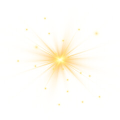Poster - Png yellow light effect reflections, neon illumination in yellow colors. Bright light lens. Png spotlight spark. Stadium Lighting. Sunlight, Shiny stars, glowing sparks. Vector