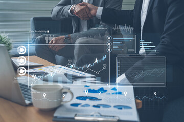Poster - High-tech data visualization dashboard for analytics and performance tracking, including data visualization, trend, data report, and data chart. Vouch