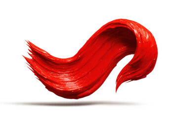 Poster - Vibrant red acrylic paint stroke isolated on transparent background, artistic