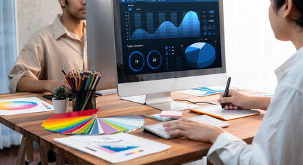 Aufkleber - Business data dashboard provide brisk business intelligence analytic for marketing strategy planning