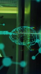 Poster - Animation of globe and data processing with asian it technician by computer servers