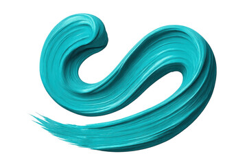 Poster - Vibrant teal paint stroke swirl isolated on transparent background, fluid art
