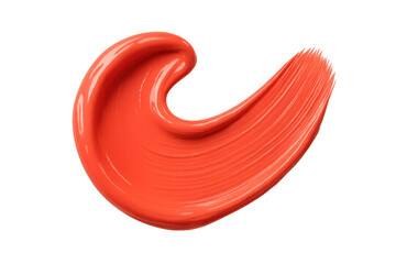 Poster - Vibrant glossy coral red paint brush stroke isolated on transparent background