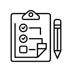 Poster - Checklist clipboard task list with pencil planning project management and workflow outline icon on transparent background