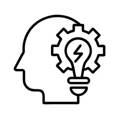 Poster - Creative thinking innovation idea concept with lightbulb and gear in head line art design on transparent background